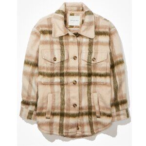 American Eagle Outfitters Brushed Plaid Shacket I Size Large
